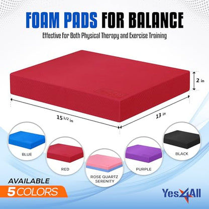 Yes4All Exercise Balance Pad, Non-Slip Foam Kneeling Pad - color: Red - L - (15,5" x 13" x 2"), size: Large