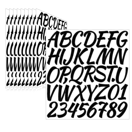Letter Stickers,Mailbox Numbers,2 Inch Waterproof Vinyl Alphabet | 2 Inch Black,380 Pieces 10 Sheets,Self Adhesive,Window,Scrapbook,Door,Sign,Car,Outdoor Indoor,Fade Resistant - color: Black, size: 2 Inch