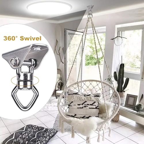 BeneLabel 800LB Capacity Swing Hanger with Bearing Swivel Stainless Steel Ceiling Mount Hanging Kit for Aerial Silks, Swings, Hammocks, Hanging Chair, Heavy Bag - color: Square Base Hanger(1 Pack)