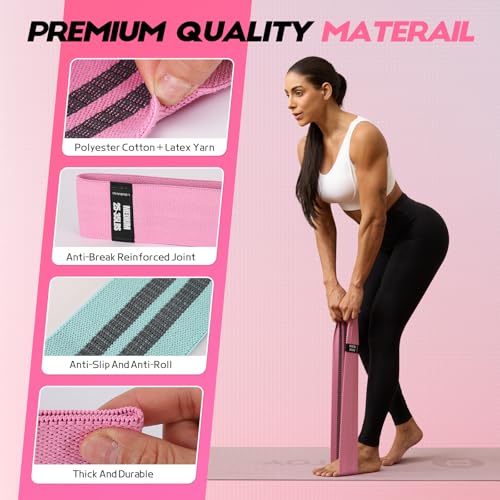 Lianjindun Booty Resistance Bands for Legs & Glutes, Non-Slip Workout Set | Exercise Bands for Working Out, Pilates, Yoga, Home Gym, Booty, Leg, Heroic/Strong/Medium/Light Fabric Loops for Women Men - color: Green, Pink, Gray, Black