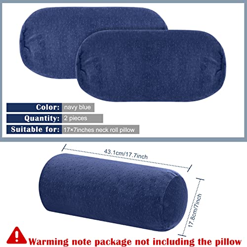 Remerry 2 Pcs 17 x 7 Inches Velvet Neck Roll Pillow Cover with Zipper, Soft Bolster Pillowcases for Cylindrical Pillow (Cover Only, Bolster Not Included)(Navy Blue) - color: Navy Blue, size: 17 x 7 Inches