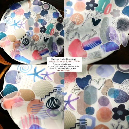 CATaireen Vintage Junk Journal Items Die Cut Cutout Translucent Paper Stickers Art Aesthetic Scrapbook Kit Clear Back Decal Travel Journaling Diary Stuff Collage Supplies (291pcs Embellishment)