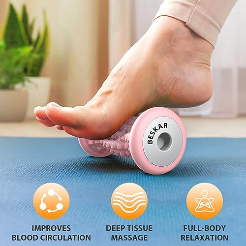 BESKAR Foot Massager Roller for Plantar Fasciitis Relief - color: Pink