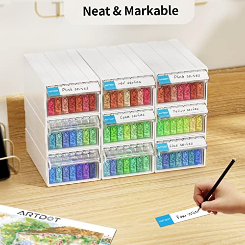 ARTDOT Storage Containers for Diamond Painting, 9 Pack Stackable Craft Storage Organizer 315 Slots Individual Containers for Diamond Art Beads Nail Pill Rhinestones Seed - size: 315 Containers with 9 Drawers