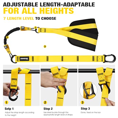 Ayombo Pull Up Assistance Bands, Resistance Bands for Pull Up Bar Workout, Adjustable Heavy Duty Pull Up Assist Equipment with 4 Assistance Bands, Home Gym Fitness Exercise Strength Training - color: Yellow