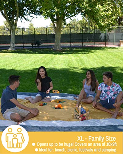ECCOSOPHY Sandproof Beach Blanket, Oversized Sand Free Mat 9x10 ft - color: Orange