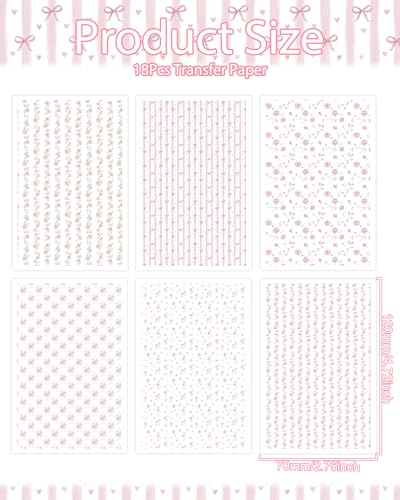 Puocaon Flower Clay Transfer Paper - Pink Rose Transfer Sheets for Polymer Clay Earrings Jewlery Floral Design - color: pink small flower