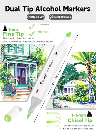 AEDAGA 168 Colors Dual Tip Alcohol Markers with Free App for Artists Adults | Art Marker with Kickstand Case | Alcohol Based Markers for Coloring Painting Sketching and Drawing | Great Gift - color: 168 Colors
