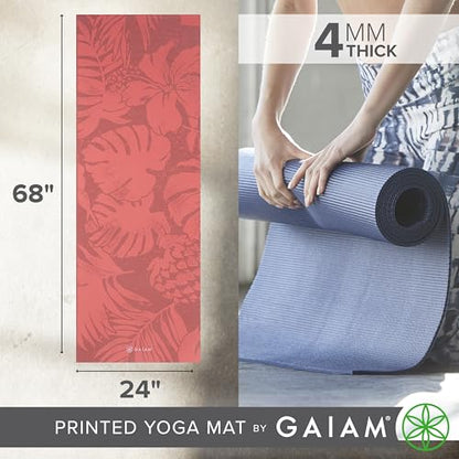 Gaiam Yoga Mat Classic Print, 4mm Non-Slip Mat - color: Tropical Sunrise