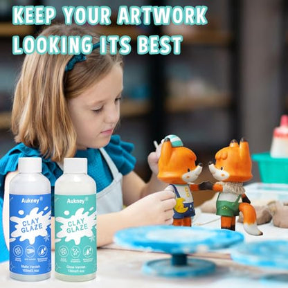 2 x 100ml Air Dry Clay Varnish, 100ml Gloss and 100ml Matte Finish Air Dry Clay Glaze， Prevent Clay from Cracking, and Scratch Resistant，for Ceramics, Oil Paintings, Wood (Gloss+Matte) - size: 2*100ML-Gloss+Matte