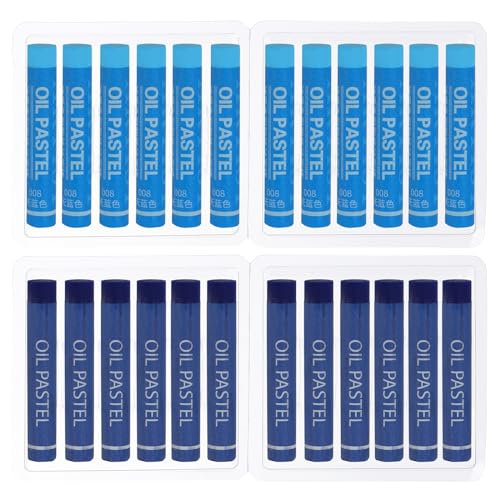 PATIKIL Sky Blue, Dark Blue Oil Pastels, 24Pcs Soft Oil Crayons Creamy Pastels Stick Art Supplies for Art Painting Drawing Blending Graffiti for Artists Beginners