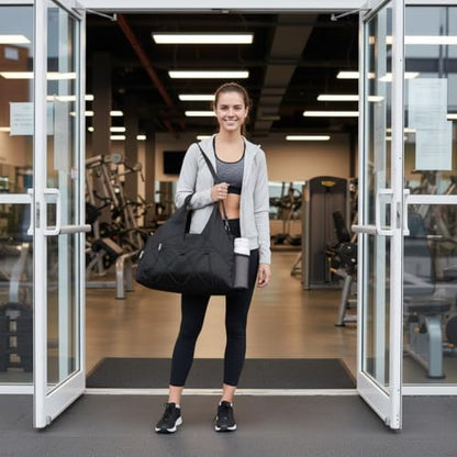 Forestfish Gym Bag For Women With Yoga Mat Holder, Black - color: Black