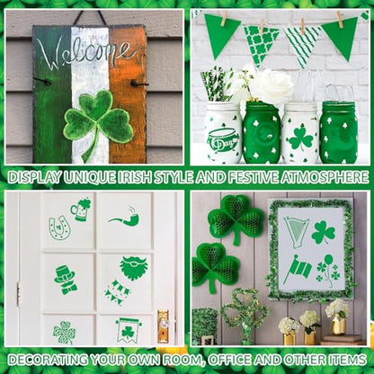 AUGSHY 56 Pack St Patricks Day Stencils, 3 Inch Clover Craft Templates | Clover Theme Templates, Window Party Home Decor, Painting on Wood Slice Crafts, Holiday Scratch Art Ornaments - style: St Patrick's