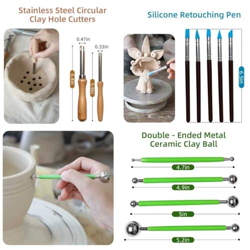 36 PCS Clay Tool, Clay Sculpting Tools Kit, Pottery Tools Can be Used for Stippling, Carving, Molding, and Shaping Clay Crafts, for Beginners, Hobbyists, Artists - color: 36PC-wood