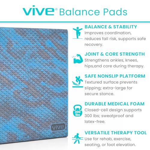 Vive Balance Pad - Foam Large Yoga Mat Trainer for Physical Therapy, Stability Workout, Knee and Ankle Exercise, Strength Training, Rehab - Chair Cushion for Adults, Kids, and Travel - color: Storm Swirl
