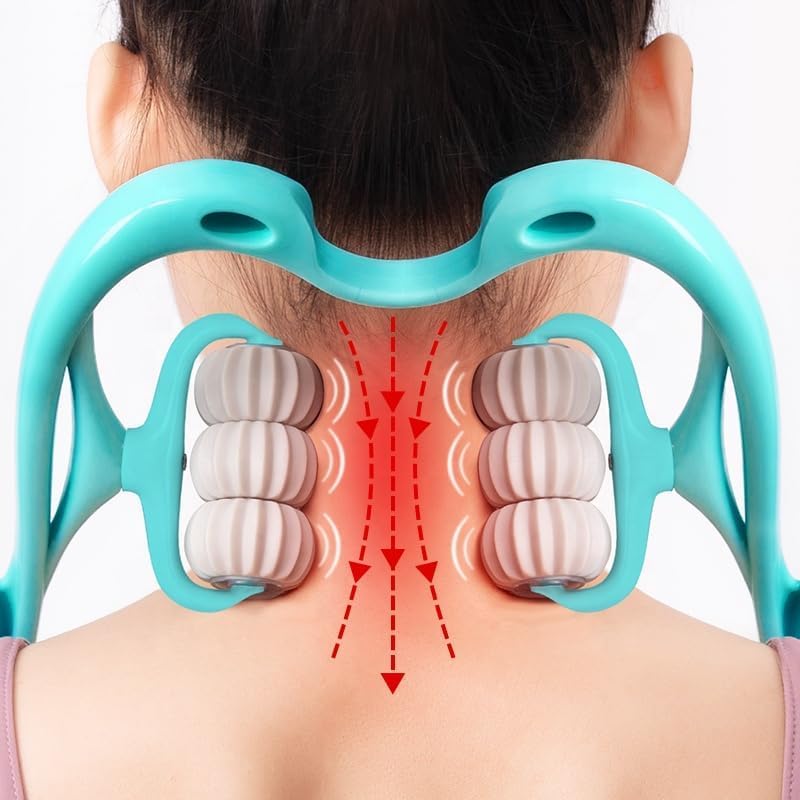 UNIONN 6-Wheel Handheld Neck Massager Roller | Deep Tissue Muscle Stick, For Neck, Back, Legs & Calves, Manual Body Tool, Pain Relief & Myofascial Release, Recovery