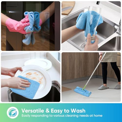 HOMEXCEL Blue Microfiber Cleaning Cloth, Microfiber Towels for Car, 12 Pack | Lint Free Cleaning Rags for Household, Kitchen, Car Wash Towels for Detailing Drying, Scratch-Free, 11.5"X 11.5" - color: Blue