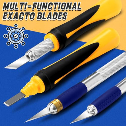 DIYSELF 22 PCS Exacto Knife Set, Craft Knife with 13 Blades & Carry Case | Sharp High-Carbon Steel Hobby Knife Set for Models, Stencils, Scrapbooking, Pumpkin Carving, Scalpel Knife for DIY Projects - color: Yellow (22 Pack)