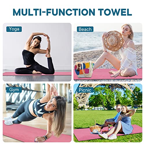 Yoga Towels, Non Slip Hot Yoga Mat Towel with Grip Dots,Super-Absorbent Soft Microfiber Yoga Blanket for Pilates, Fitness and Workout 72inch x 24inch - color: Pink
