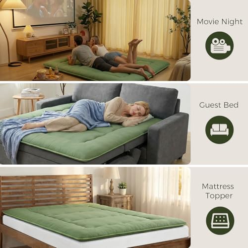 XICIKIN 2.5" Japanese Floor Mattress, Japanese Futon Mattress - color: Green, size: Twin（80" x 39"）