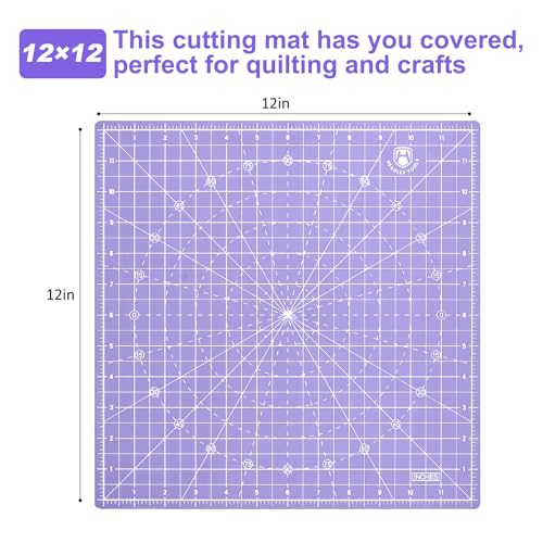 12"x12" Rotating Cutting Mat, Self Healing Mat with 360-Degree Rotation & Anti-Slip Base, Sewing Board Cutting Mat Perfect for Fabric Quilting Leather Hobby Project, Purple - color: Purple, size: 12"L x 12"W