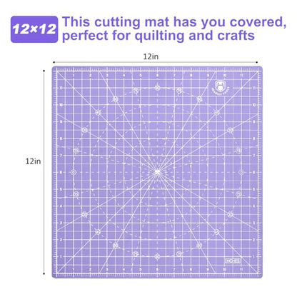 Headley Tools 12"x12" Rotating Cutting Mat, Self Healing Mat with 360-Degree Rotation & Anti-Slip Base, Sewing Board Cutting Mat Perfect for Fabric Quilting Leather Hobby Project, Purple - color: Purple, size: 12"L x 12"W