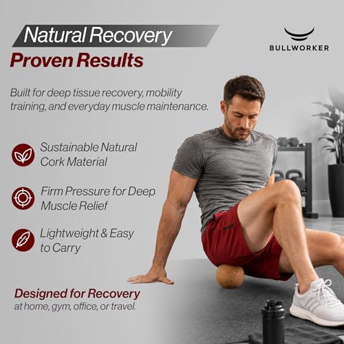 Bullworker 4" Cork Massage and Fitness Ball Recovery Tool - Deep Tissue Muscle Tension Release for Trigger Point, Muscle Soreness, Yoga Therapy, 10 CM | Soreness Relief, Yoga Therapy and Fitness Recovery Tool, 10 cm Massage Ball