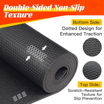 VTORY Extra Thick Large Exercise Mat, 8mm PVC Large Workout Mat 7x5/6x4 | Non-Slip, Ultra Durable, Heavy-Duty, Shoes-Friendly, High-Density, Large Yoga Mat for Home Gym, Cardio, Strength, HIIT, MMA - size: 6'x4'x8mm