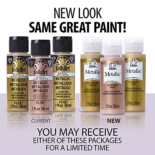 FolkArt multisurface metallic paint, 2 oz, Bright Gold - color: Bright Gold, size: 2 Fl Oz (Pack of 1)