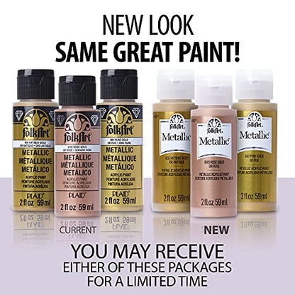 FolkArt multisurface metallic paint, 2 oz, Bright Gold - color: Bright Gold, size: 2 Fl Oz (Pack of 1)
