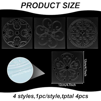 FREEBLOSS 4pcs Acrylic Sashiko Stencil Kit Plastic Sashiko Stencil Cherry Blossoms Sashiko Pattern Template Acrylic Embroidery Tool Geometric Sashiko Pattern Template Drawing Line 4.7 * 4.7inch - style: Japanese