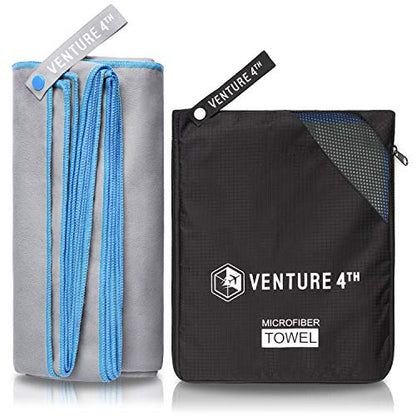 VENTURE 4TH 퀵 드라이 여행용 타월, 울트라 소프트 극세사 - 3가지 사이즈 - color: 그레이 블루, size: 60.00" x 31.50"