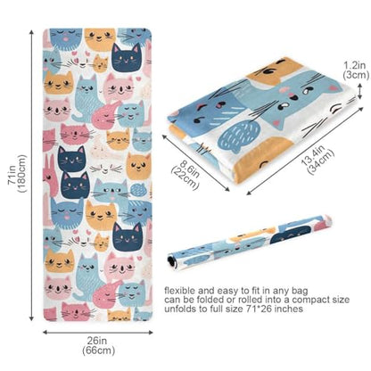 Yoga Mat with Bag Included, Non Slip Fitness Workout Mat, Foldable Suede Rubber Yoga Mat for Yoga Pilates and Fitness, 70.8" L x 26" W x 1mm - color: B82