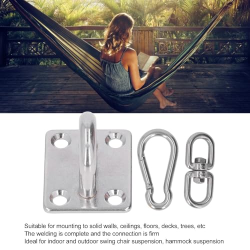 7 Pcs M8 Heavy Duty Hammock Hanging Hardware Kit – 304 Stainless Steel Wall&Ceiling Mount with Snap Hooks for Yoga Swings, Boat Rigging