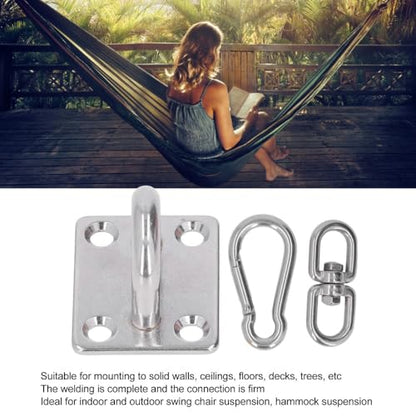 7 Pcs M8 Heavy Duty Hammock Hanging Hardware Kit – 304 Stainless Steel Wall&Ceiling Mount with Snap Hooks for Yoga Swings, Boat Rigging