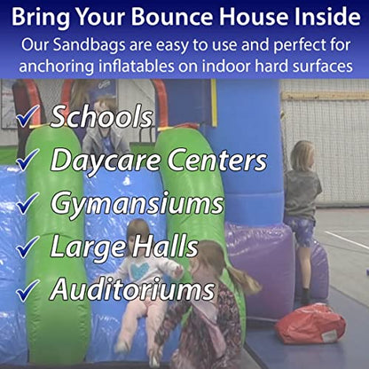 Extra Durable Strong Vinyl Sand Bag | Red PVC | 21" x 21" | Used to Support and Anchor Inflatables, Bounce Houses, Water Slides, Tents, and More | Holds Up to 50 Pounds | 4 Pack