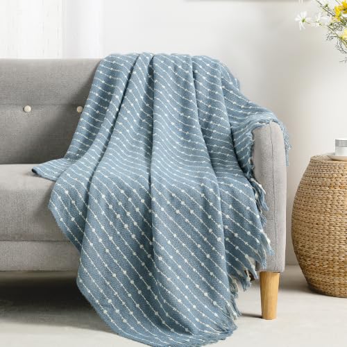 BOURINA Faux Cashmere Throw Blanket, Soft Sofa Blanket, Blue 50x60 inch - color: Blue