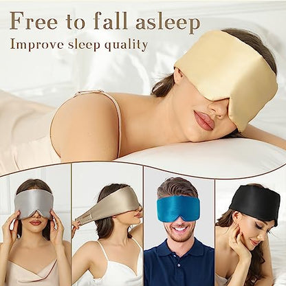 SECZIPE 100% Mulberry Silk Sleep Mask Eye Mask for Women Man with Adjustable Band, for Side Sleeper Blackout Sleep Mask for Travel Rest and Office (Gold) - color: Gold