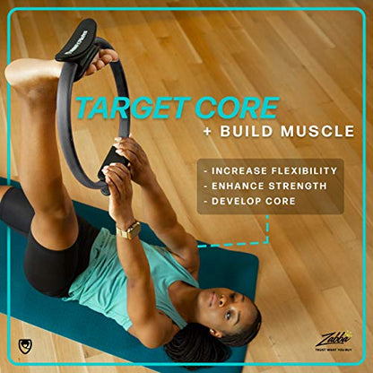 URBNFit Pilates Ring - 12" Magic Circle w/Dual Grip, Foam Pads for Inner Thigh Workout, Toning, Fitness & Pelvic Floor Exercise - Yoga Rings w/Bonus Exercise Guide - color: Black