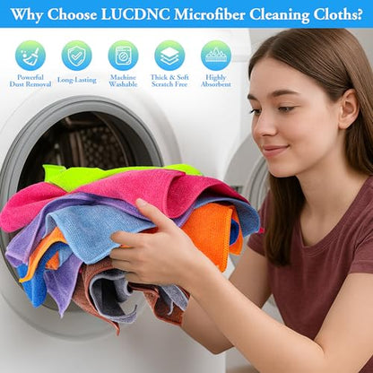 lucdnc Microfiber Cleaning Cloths 16 Pack 8 Colors 11.5"x11.5"