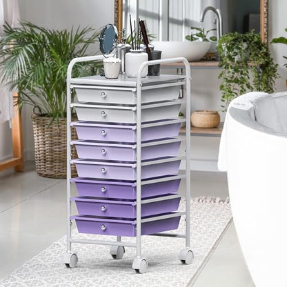Simple Houseware 8 Drawers Rolling Utility Cart Art Craft Storage, Purple - color: Purple, size: 8 Drawers