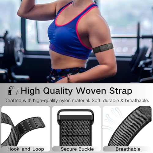 Bicep Bands Compatible for Polar Loop (2025) / Visible Armband 2.0 Straps - color: Black