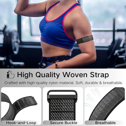 Bicep Bands Compatible for Polar Loop (2025) / Visible Armband 2.0 Straps - color: Black