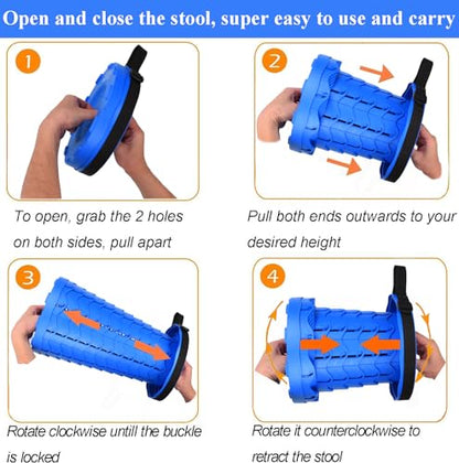 Fishboy Collapsible Stool for Adults, Portable Folding Camping Seat, 400lbs - color: All Blue