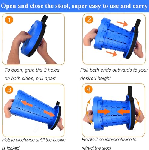 Fishboy Collapsible Stool for Adults, Portable Folding Camping Seat, 400lbs - color: All Blue