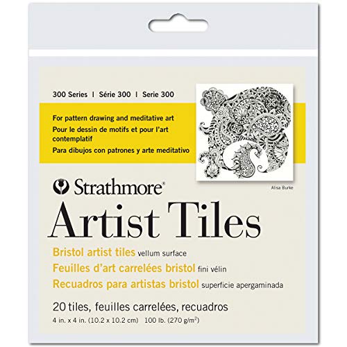 Strathmore Artist Tiles 20/Pkg-Bristol Vellum -62105970, 4x4, White - size: 4 x 4 inches, style: Bristol