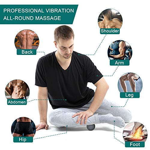 3" Single Massage Ball, 5 Speeds Vibrating Massage Ball Roller for Trigger Point Therapy, Deep Tissue Massager for Back, Neck, Foot, Myofascial Release, Pain Relief, Muscle Recovery (Gray) - color: Gray