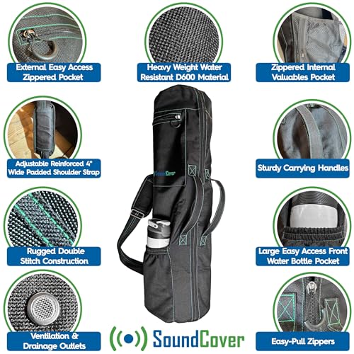 Extra Long Yoga Mat Bag for Men & Women, 3 Pockets, Full Zipper Water Resistant 600D Material, Large Water Bottle Pocket, Yoga Mat Carrier with Handles, Padded Shoulder Strap & Ventilation Vents