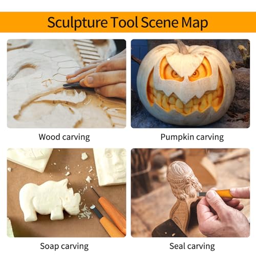 Wood Carving Tools Set - 20 Pcs Wood Carving Knife Set Beginner Whittling Kit with Canvas Case for Adults Children, Carving DIY Wood Carving Kit - Perfect for Beginners and Experts