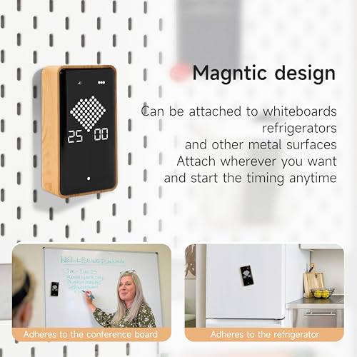 Visual Timer, Rechargeable Digital Hourglass Timer with LED Display - color: Wood Grain Finish